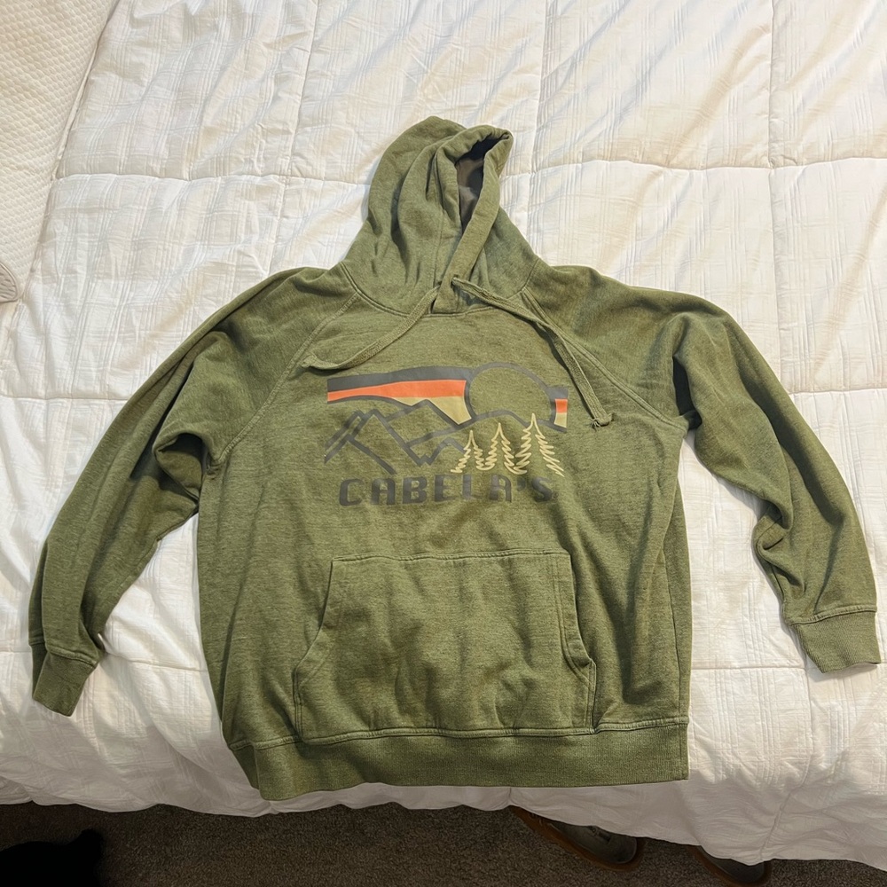 Green Cabelas Hoodie Size Large